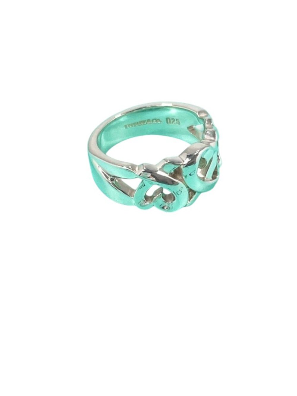 Tiffany & Co. Triple rubbing heart /Paloma Picasso 9.25 Silver Size 4 - Picture 5 of 6